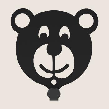 Kleiderhaken Kleiderbügel Kinder Haken Schwarz Tiere aus Metall, für Eingang, Flur, Schlafzimmer, Kinderzimmer Kindergarten / TEDDYBÄR