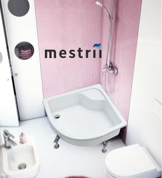 Preview: Standard Acryl Duschwanne mit Metall-Träger und Bau-Höhe 41 cm Eckig Viertelkreis