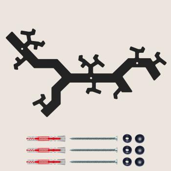Preview: Kleiderhaken Garderobe Bügel Hakenleiste Schwarz - 50 cm - Baum aus Metall, für Eingang, Flur, Schlafzimmer, Flurgarderobe Badezimmer / ZWEIG