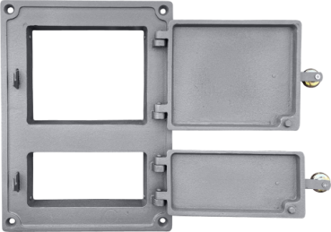 Gusseiserne Küchentür Dpk4m 375x275 mit Messingknöpfen, H1655