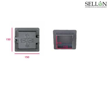 Preview: Kleine Revisionstür aus Gusseisen Kacheltür 15x15cm