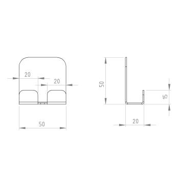 Preview: Kleiderhaken Garderobe Bügel Hakenleiste Schwarz - 5 cm - mit Klebeband aus Metall, für Eingang, Flur, Schlafzimmer, Flurgarderobe Badezimmer mit 2 Haken / HILL