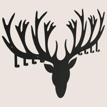 Kleiderhaken Kleiderbügel Garderobenleiste Haken Schwarz Tier Wild aus Metall, für Eingang, Flur, Schlafzimmer, Flurgarderobe mit 8 Haken / HIRSCH