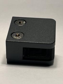 Preview: Glashalter Eckig Zamak SCHWARZ Glasklemme Zink RAL Geländer  RAL 9005