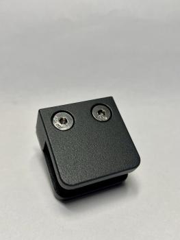 Preview: Glashalter Eckig Zamak SCHWARZ Glasklemme Zink RAL Geländer  RAL 9005