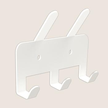 Preview: Kleiderhaken Garderobenleiste Hakenleiste WEIß Doppelhaken - 14 cm - aus Metall, für Eingang, Flur, Schlafzimmer, Flurgarderobe mit 3 Haken / JAVA QUINTET