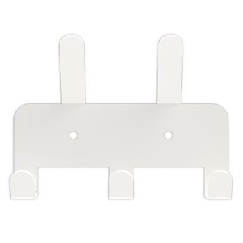 Preview: Kleiderhaken Garderobenleiste Hakenleiste WEIß Doppelhaken - 14 cm - aus Metall, für Eingang, Flur, Schlafzimmer, Flurgarderobe mit 3 Haken / JAVA QUINTET