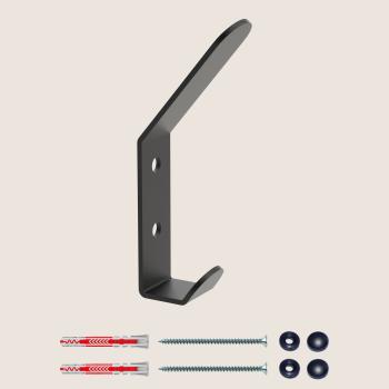 Kleiderhaken Garderobe Hakenleiste Schwarz aus Metall, Bügel für Eingang, Flur, Schlafzimmer, Flurgarderobe / JAVA MINI