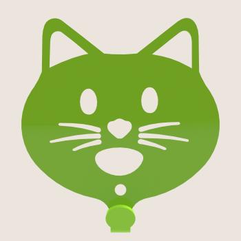 Kleiderhaken Kleiderbügel Kinder Haken GRÜN Tiere aus Metall, für Eingang, Flur, Schlafzimmer, Kinderzimmer Kindergarten / KATZE