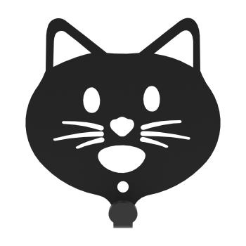 Preview: Kleiderhaken Kleiderbügel Kinder Haken Schwarz Tiere aus Metall, für Eingang, Flur, Schlafzimmer, Kinderzimmer Kindergarten  / KATZE