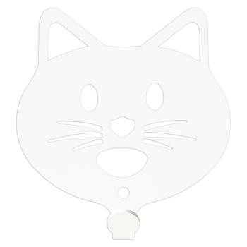 Preview: Kleiderhaken Kleiderbügel Kinder Haken WEIß Tiere aus Metall, für Eingang, Flur, Schlafzimmer, Kinderzimmer Kindergarten / KATZE