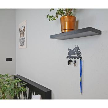 Preview: Schlüsselanhänger SCHWARZ aus Metall Motorradfahrer Tür LOFT Modern Schlüssel Bügel / MOTOR