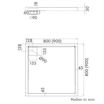 Duschwanne 5,5 cm hoch eckige Abdeckung Siphon Duschtasse Eckig Acrylwanne walk in flach modern Stabilsound Plus®