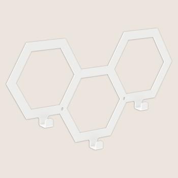 Preview: Kleiderhaken Garderobenleiste Hakenleiste WEIß - 35 cm - aus Metall, für Eingang, Flur, Schlafzimmer, Flurgarderobe mit 3 Haken / PANE 350