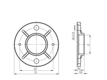Geländerpfosten LINKS Endpfosten Ø42,4 Bauhöhe 1000mm mit Glasklemmen 63x45mm Geländer V2A geschliffen K320 Edelstahl