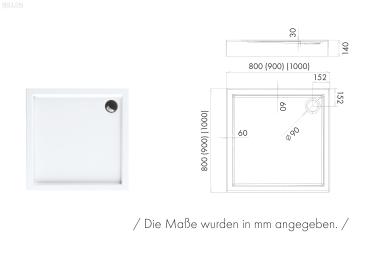 Duschwanne 80x80 mit Styroporträger 14 cm hoch für Renovierung einfache Montage