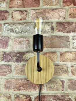 Retro schwarz Wandleuchte Vintage Wandlampe Holz Eiche Lampe Rustikal Gaststätte