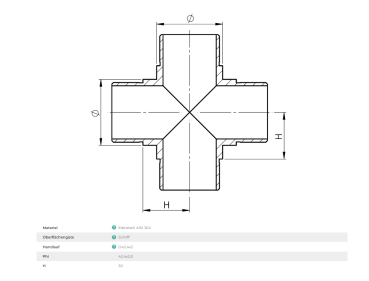 Kreuzverbinder - für Rohr 42,4 x 2,0 mm - V2A matt gebürstet