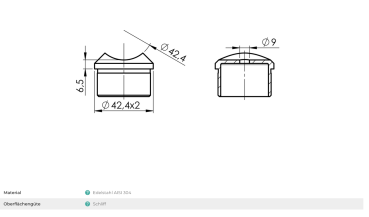 Preview: Handlaufstütze für Rohre 42,4 x 2,0/42,4 mm, V2A, matt gebürstet