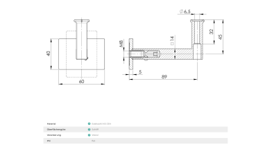 Preview: Edelstahl V2A Handlaufhalter Handlaufträger Wand RAL SCHWARZ flach Wandhalter M8