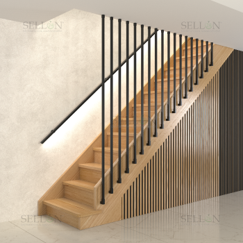 Harfengeländer vertikal Harfentreppe Harfenschutzgitter Anthrazit Loft RAL Stahl Schwarz Weiß MODERN