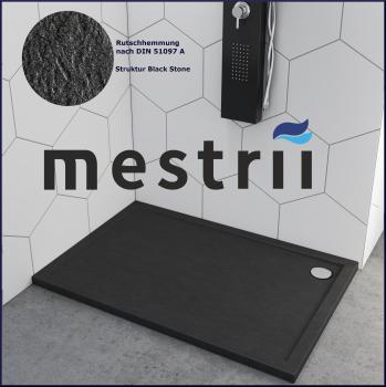 Duschtasse Duschwanne Schwarz Steinoptik Quadrat Rechteck Viertelkreis Fünfeck Black Stone