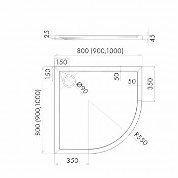 Duschtasse Duschwanne Grau Steinoptik Quadrat Rechteck Viertelkreis Fünfeck Cement Stone