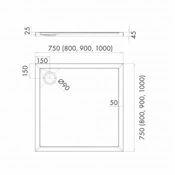 Duschtasse Duschwanne Grau Steinoptik Quadrat Rechteck Viertelkreis Fünfeck Cement Stone
