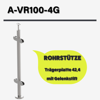 Geländerpfosten MITTEL-Pfosten Ø42,4 Bauhöhe 1000mm mit Glasklemmen 63x45mm Geländer V2A geschliffen K320 Edelstahl