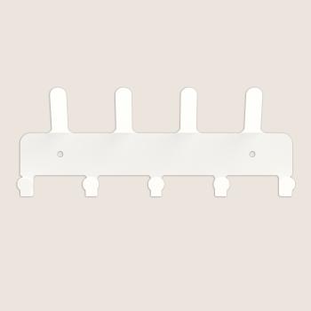 Kleiderhaken Garderobenleiste Hakenleiste WEIß Doppelhaken - 26 cm - aus Metall, für Eingang, Flur, Schlafzimmer, Flurgarderobe mit 5 Haken / VOX MIDI