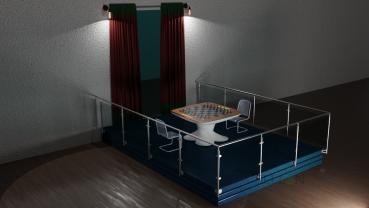 Preview: Glasgeländer vorgesetzt Edelstahl Geländer Konfigurator Komplett Wandmontage Treppen Balkongeländer Glasklemmen Balkon V2A