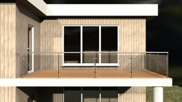 Preview: Glasgeländer aufgesetzt Edelstahl Geländer Konfigurator Komplett Bodenmontage Treppen Balkongeländer Glasklemmen Balkon V2A