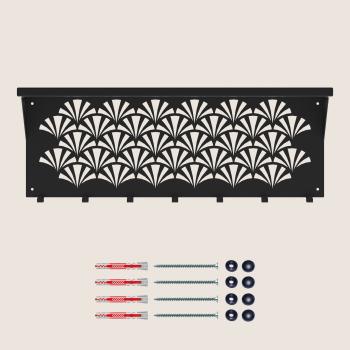 Kleiderhaken Garderobenleiste Hakenleiste Schwarz mit Ablage - 70 cm - aus Metall, für Eingang, Flur, Schlafzimmer, Flurgarderobe mit 7 Haken / W-2