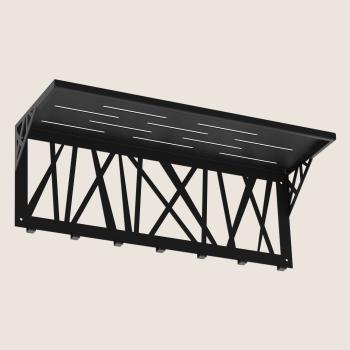 Kleiderhaken Garderobenleiste Hakenleiste Schwarz mit Ablage - 70 cm - aus Metall, für Eingang, Flur, Schlafzimmer, Flurgarderobe mit 7 Haken / W-1