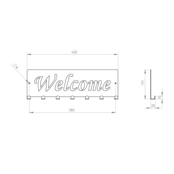 Preview: Kleiderhaken Bügel Garderobenleiste Hakenleiste Schwarz- 40 cm - aus Metall, für Eingang, Flur, Schlafzimmer, Flurgarderobe / WELCOME-2