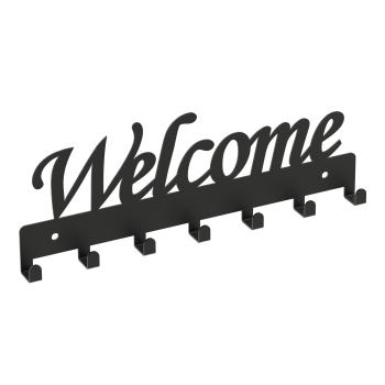 Kleiderhaken Bügel Garderobenleiste Hakenleiste Schwarz- 30 cm - aus Metall, für Eingang, Flur, Schlafzimmer, Flurgarderobe / WELCOME