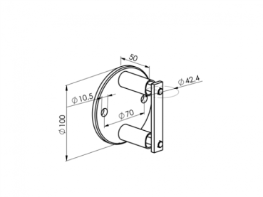 Preview: Geländerpfosten MITTEL-Pfosten Ø42,4 Bauhöhe 1000 mm mit 4 x Glasklemmen 63x45 mm vorgesetzt Geländer V2A Edelstahl