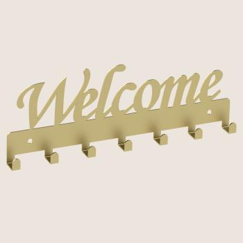 Preview: Kleiderhaken Bügel Garderobenleiste Hakenleiste GOLD - 30 cm - aus Metall, für Eingang, Flur, Schlafzimmer, Flurgarderobe / WELCOME