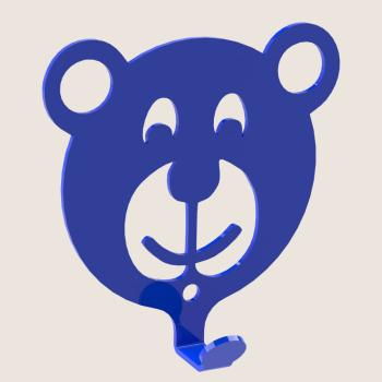 Preview: Kleiderhaken Kleiderbügel Kinder Haken BLAU Tiere aus Metall, für Eingang, Flur, Schlafzimmer, Kinderzimmer Kindergarten / TEDDYBÄR