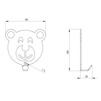 Preview: Kleiderhaken Kleiderbügel Kinder Haken BLAU Tiere aus Metall, für Eingang, Flur, Schlafzimmer, Kinderzimmer Kindergarten / TEDDYBÄR