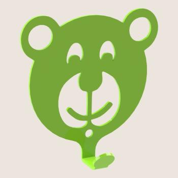 Preview: Kleiderhaken Kleiderbügel Kinder Haken GRÜN Tiere aus Metall, für Eingang, Flur, Schlafzimmer, Kinderzimmer Kindergarten / TEDDYBÄR
