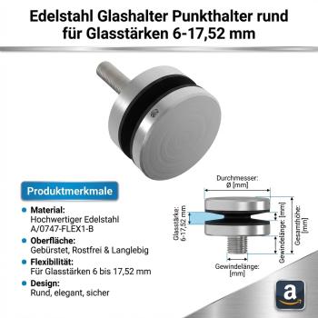 Glashalter Punkthalter Edelstahl rund | Sellon24