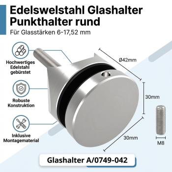Glashalter Punkthalter Edelstahl rund | Sellon24