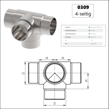 Edelstahl V2A Rohrverbinder Rohrbogen Wandanker 42,4 Rohr Verbinder Steckfitting