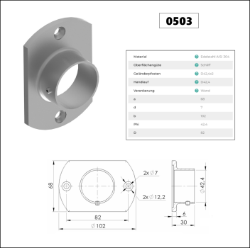 Edelstahl V2A Rohrverbinder Rohrbogen Wandanker 42,4 Rohr Verbinder Steckfitting