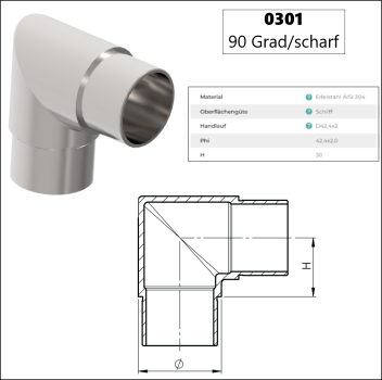 Edelstahl V2A Rohrverbinder Rohrbogen Wandanker 42,4 Rohr Verbinder Steckfitting