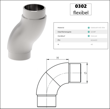 Edelstahl V2A Rohrverbinder Rohrbogen Wandanker 42,4 Rohr Verbinder Steckfitting