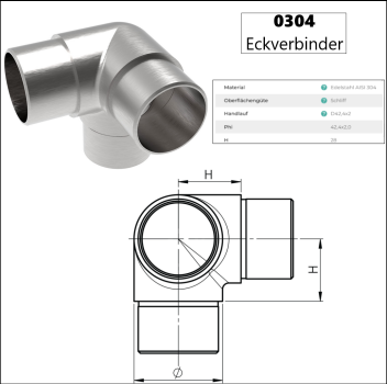 Edelstahl V2A Rohrverbinder Rohrbogen Wandanker 42,4 Rohr Verbinder Steckfitting