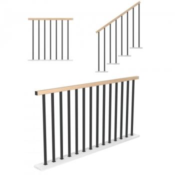 Treppengeländer Holzgeländer Stahl Schwarz Eiche Vertikal Holz Anthrazit RAL Neu