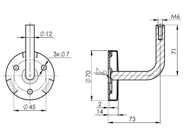 Preview: Handlaufhalter Edelstahl Handlaufträger Wandhalter Geländerhalter Rohr Treppe A2